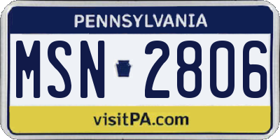 PA license plate MSN2806