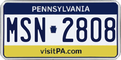PA license plate MSN2808