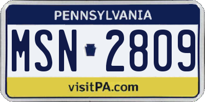 PA license plate MSN2809