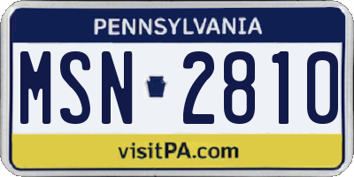 PA license plate MSN2810