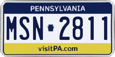PA license plate MSN2811