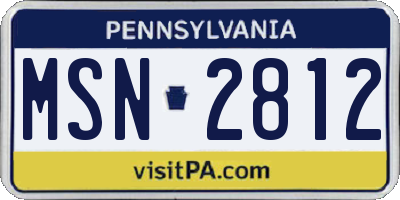 PA license plate MSN2812