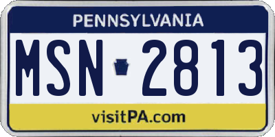PA license plate MSN2813