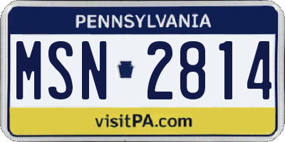 PA license plate MSN2814