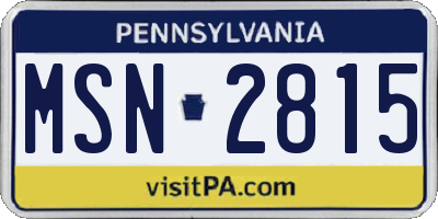 PA license plate MSN2815