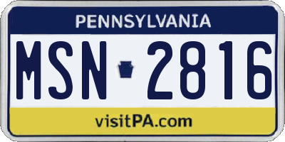 PA license plate MSN2816