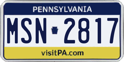 PA license plate MSN2817