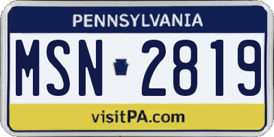 PA license plate MSN2819