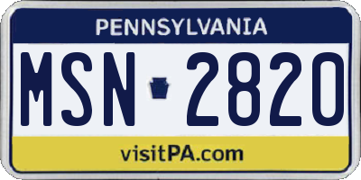 PA license plate MSN2820