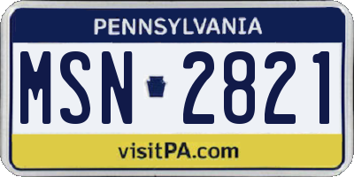 PA license plate MSN2821