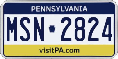 PA license plate MSN2824