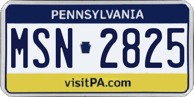PA license plate MSN2825