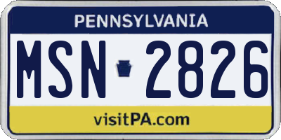 PA license plate MSN2826