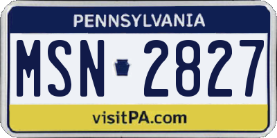 PA license plate MSN2827