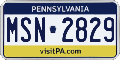 PA license plate MSN2829
