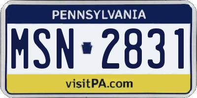 PA license plate MSN2831
