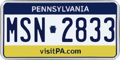 PA license plate MSN2833