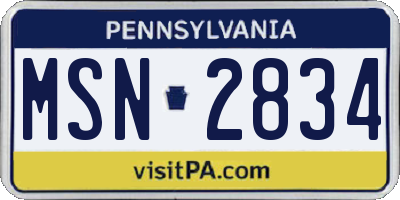 PA license plate MSN2834