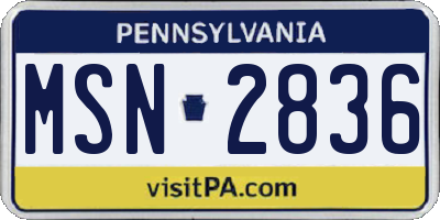 PA license plate MSN2836