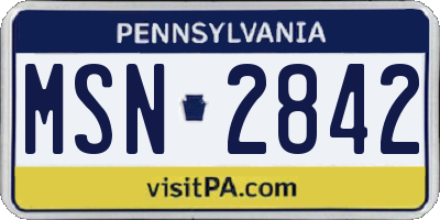 PA license plate MSN2842