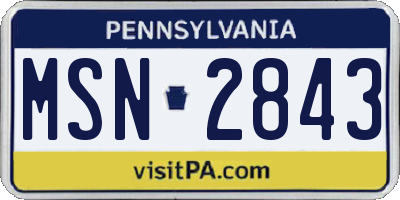 PA license plate MSN2843