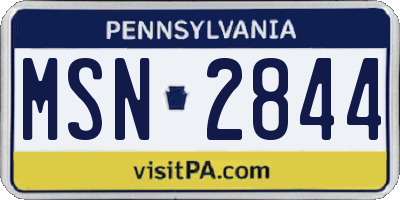 PA license plate MSN2844
