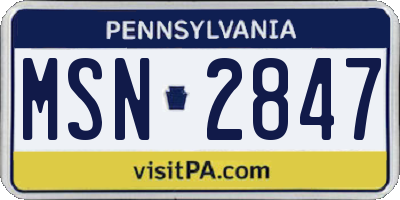 PA license plate MSN2847
