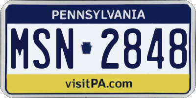 PA license plate MSN2848