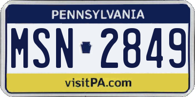 PA license plate MSN2849