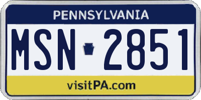 PA license plate MSN2851
