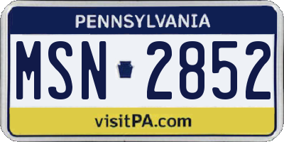 PA license plate MSN2852
