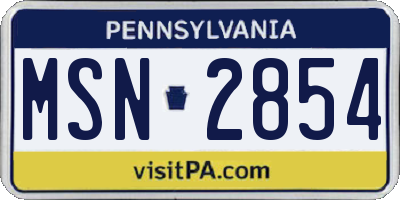 PA license plate MSN2854