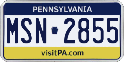 PA license plate MSN2855