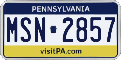 PA license plate MSN2857
