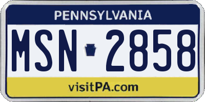 PA license plate MSN2858