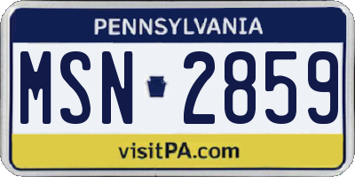 PA license plate MSN2859