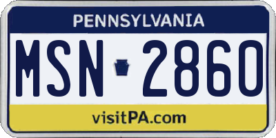PA license plate MSN2860