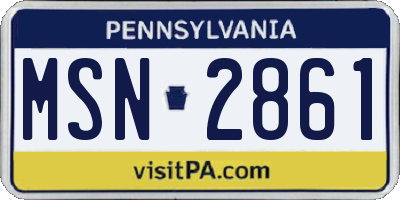 PA license plate MSN2861