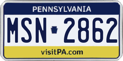 PA license plate MSN2862