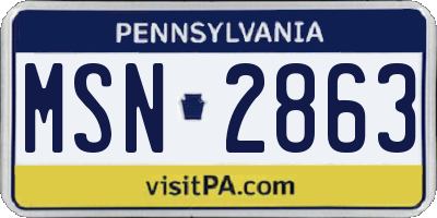 PA license plate MSN2863