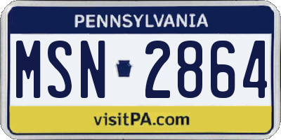 PA license plate MSN2864