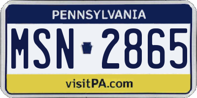 PA license plate MSN2865