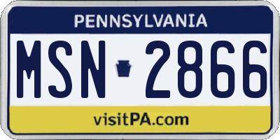 PA license plate MSN2866