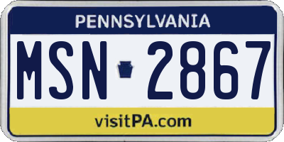 PA license plate MSN2867