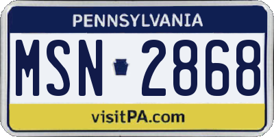 PA license plate MSN2868
