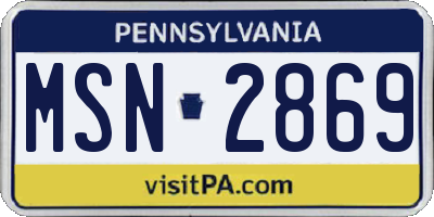 PA license plate MSN2869