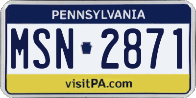 PA license plate MSN2871