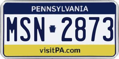 PA license plate MSN2873
