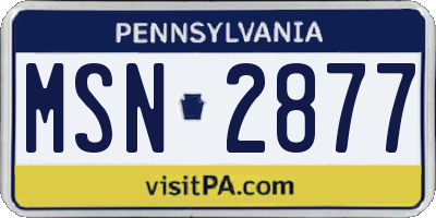 PA license plate MSN2877