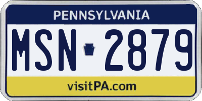 PA license plate MSN2879